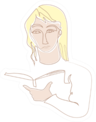 One Continuous Line Drawing Of Woman Reading Book Sticker