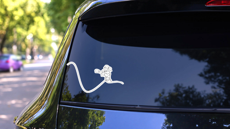 One Continuous Line Drawing Woman Boxer Sticker on a Rear Car Window (New) example