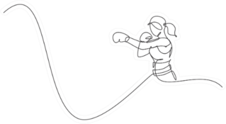 One Continuous Line Drawing Woman Boxer Sticker