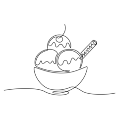 One Continuous Line Ice Cream Sticker