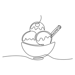 One Continuous Line Ice Cream Sticker