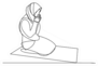 One Continuous Line Of A Muslim Woman In Prayer Sticker