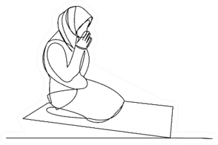 One Continuous Line Of A Muslim Woman In Prayer Sticker