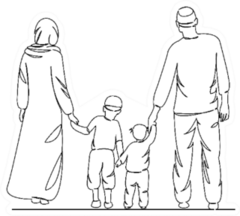 One Continuous Single Drawing Line Art Muslim Family Sticker