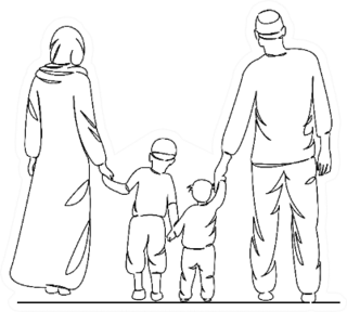 One Continuous Single Drawing Line Art Muslim Family Sticker