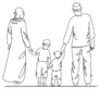 One Continuous Single Drawing Line Art Muslim Family Sticker