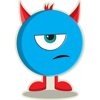 One-eyed Blue Devil Monster Sticker