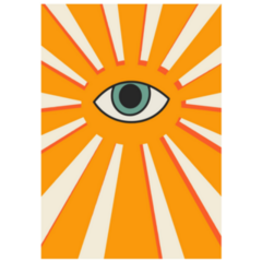 One Eyed Sun Retro Style Sticker