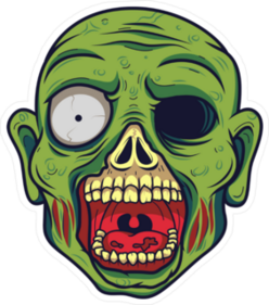 One Eyed Zombie Head Sticker