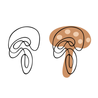 One Line Art Mushroom Modern Sticker
