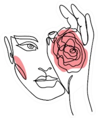 One Line Art Woman With Pink Rose By Eye Sticker