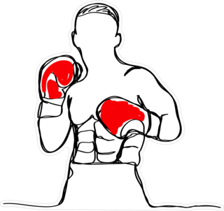 One Line Drawing Boxer With Red Gloves Sticker