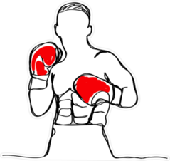 One Line Drawing Boxer With Red Gloves Sticker