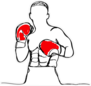 One Line Drawing Boxer With Red Gloves Sticker