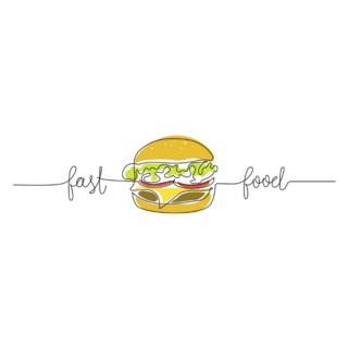 One Line Drawing Fast Food Burger Sticker