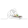 One Line Drawing Gardening Box Seedling Sticker