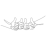 One Line Drawing Multiple Thumbs Up Sticker