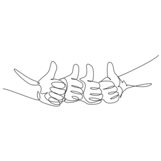 One Line Drawing Multiple Thumbs Up Sticker
