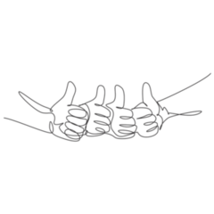 One Line Drawing Multiple Thumbs Up Sticker
