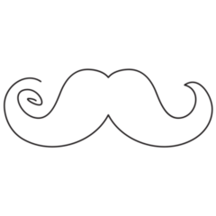 One Line Drawing Mustache Sticker