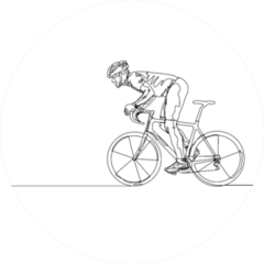 One Line Drawing Of A Bicycle Athlete Illustration Sticker