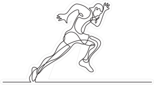 One Line Drawing Of Athlete Running Fast Sticker