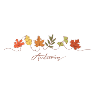 One Line Drawing Of Autumn Leaves Sticker 