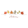 One Line Drawing Of Autumn Leaves Sticker 