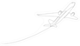 One Line Drawing Of Isolated Passenger Airplane Sticker