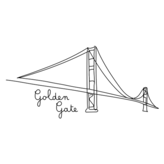 One Line Golden Gate Bridge Sticker