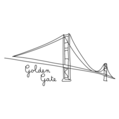 One Line Golden Gate Bridge Sticker