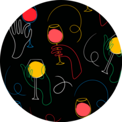 One Line Hands With Wine Illustrated Pattern Sticker