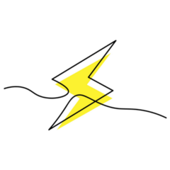 One Line Lightning Strike Sticker