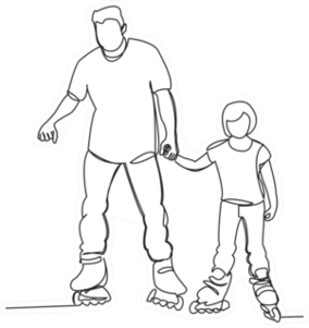 One Line Of Daddy With A Daughter On Rollers Sticker