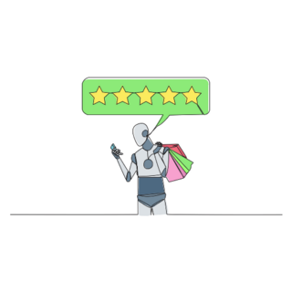 One Line Robot Shopping Sticker