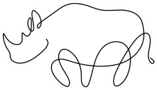 One Line Silhouette Design Of Rhino Sticker