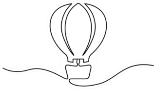 One Line Style Air Balloon Illustration Sticker