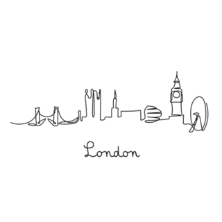 One Line Style London City Skyline Sticker