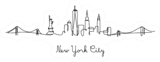 One Line Style New York City Skyline Sticker