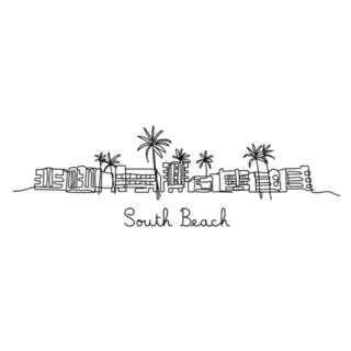 One Line Style South Beach Florida Sticker