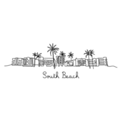 One Line Style South Beach Florida Sticker