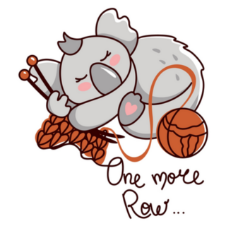 One More Row Cute Koala Fell Asleep Knitting Sticker