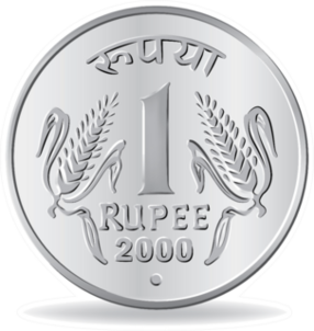 One Rupee Coin Silver Sticker