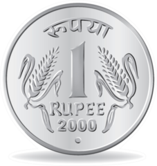 One Rupee Coin Silver Sticker