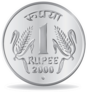 One Rupee Coin Silver Sticker