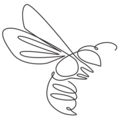 One Single Line Drawing Of Cute Bee Sticker