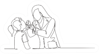 One Single Line Drawing Of Female Dentist Examining Sticker