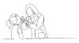 One Single Line Drawing Of Female Dentist Examining Sticker