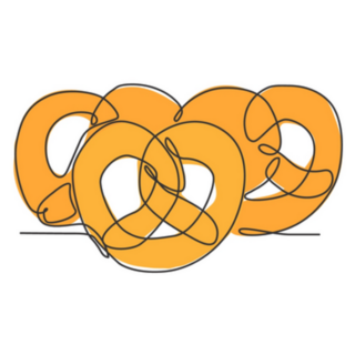 One Single Line Drawing Of Fresh Delicious Germany Pretzels Sticker