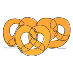 One Single Line Drawing Of Fresh Delicious Germany Pretzels Sticker